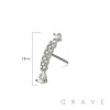 316L SURGICAL STEEL THREADLESS PUSH IN ROUND CZ LINE TEAR DROP TOP PART